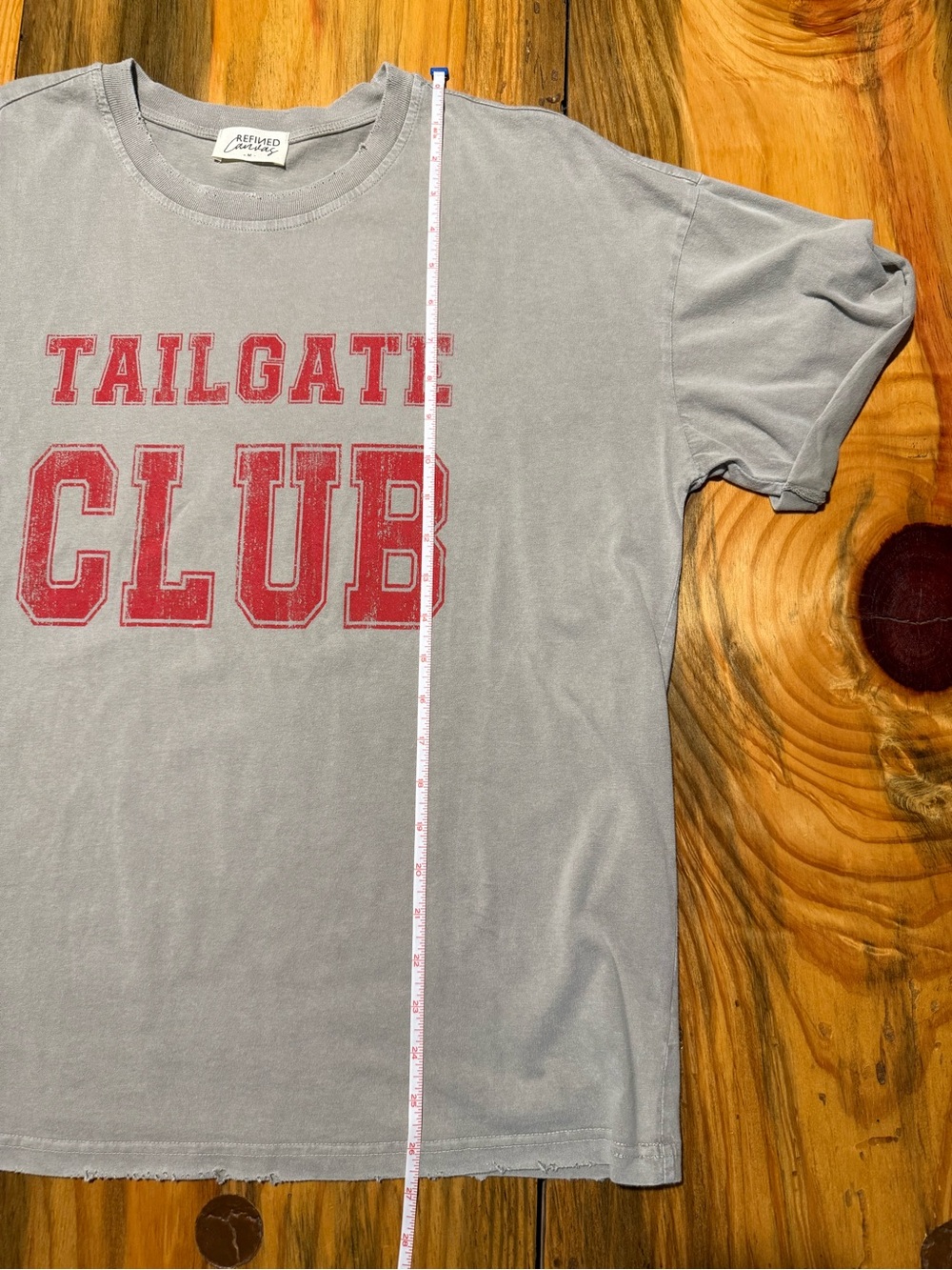 Tailgate Club Short Sleeve Tee - Gray with Red Print, Women’s Medium - Picture 4 of 6
